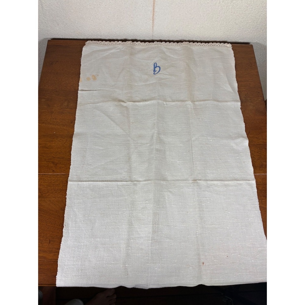 Unbranded Antique Linen Runner Unisex OS Cream Fair Monogram B Crochet Lace Trim